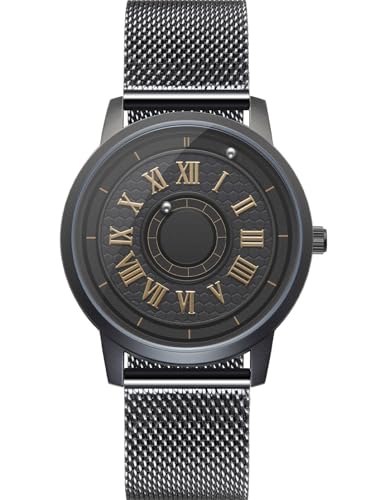 EUTOUR Herrenuhr Paar Uhren Magnet Uhr Kugellager Uhren Quarz Armbanduhr für Herren mit Edelstahl Mesh Armband Prisma-40mm von EUTOUR