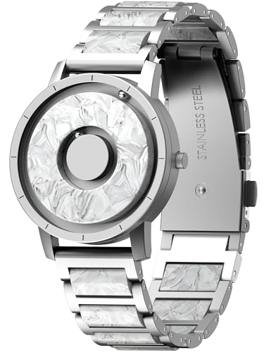 EUTOUR Magnetische Uhren für Frauen 3ATM wasserdichte 36MM Harz Zifferblatt Quarz Magnet Uhr mit Kugellagern Edelstahl Uhrenarmband Einzigartige Handgelenk Analoguhr Weiß von EUTOUR