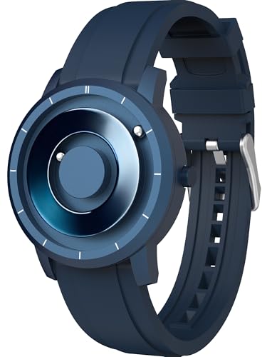 EUTOUR Magnetische Uhren für Männer 5AM 40MM Specular Dial Quarz Magnet Uhren mit Kugellagern und Silikon Uhrenarmbänder Einzigartige Männer Handgelenk Analog Uhr Blau von EUTOUR