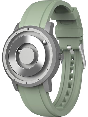 EUTOUR Magnetische Uhren für Männer 5AM 40MM Specular Dial Quarz Magnet Uhren mit Kugellagern und Silikon Uhrenarmbänder Einzigartige Männer Handgelenk Analog Uhr Grün von EUTOUR