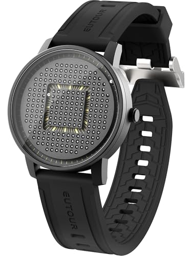 EUTOUR Magnetuhr für Männer Kreative Magnetkugeln Tracking Zifferblatt mit japanischer Bewegung 40MM 3ATM Silikonband Quarzuhr Geschenkidee für Männer Einzigartige Handgelenk Analoguhr Schwarz ﻿ von EUTOUR