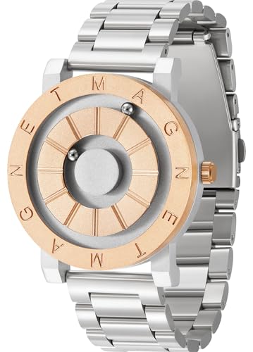 EUTOUR Uhren Herren Herrenuhr Magnet Uhr kein Glas Kugellager Quarz Armbanduhr für Männer mit Edelstahl Armband Silber-40mm von EUTOUR