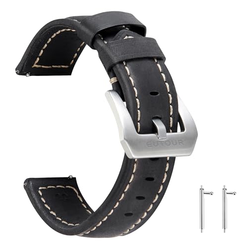 EUTOUR Uhrenarmbänder für Herren Ersatz Uhrenarmband Armbänder Vintage Echtleder Lederarmband 20mm von EUTOUR