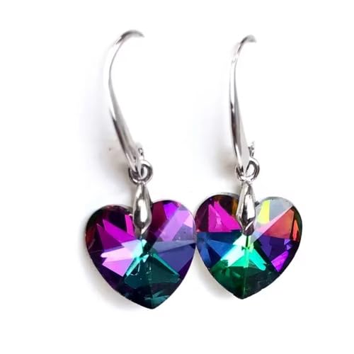 Charm mehrfarbige Kristallglas-Herzperlen Anhänger Halskette Ohrring, Einheitsgröße von EUVIYOOTW