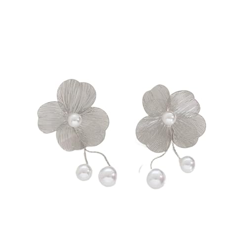 Ginkgo Blätter Blumen Ohrringe süß cool modisch übertrieben künstliche Perlen Quaste Ohrringe für Frauen, Einheitsgröße von EUVIYOOTW