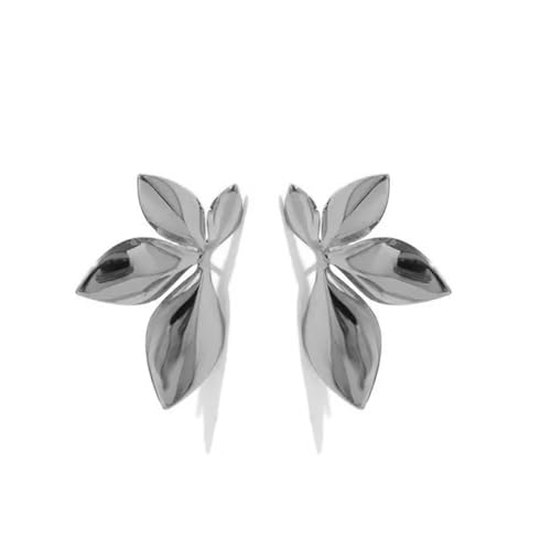Modische Edelstahl-Ohrstecker mit Blättern, hell, antiallergen, wasserdicht, Charm-Textur, Einheitsgröße von EUVIYOOTW