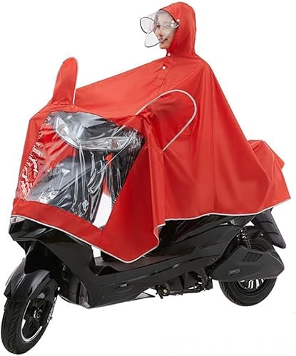 EUXHTYWP Regenponcho, Regenmantel mit Kapuze for Fahrräder, großer Regenumhang for Elektromobile, Regenschutz for Motorräder for Einzelpersonen Spiegelschlitzen(Red,4XL) von EUXHTYWP