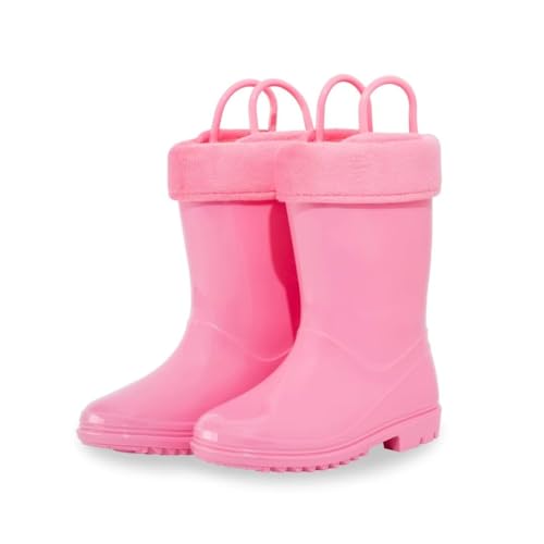 EUXTERPA Kinder Gummistiefel mit Warmem Fuzzy-Futter Winter Rutschfeste Schneestiefel wasserdicht Fleece gefüttert Gummistiefel für Jungen und Mädchen, 24 von EUXTERPA