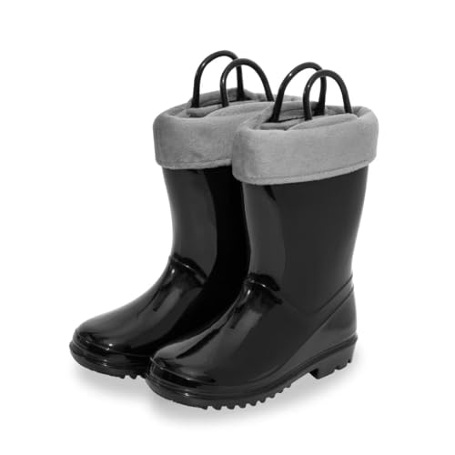 EUXTERPA Kinder Gummistiefel mit Warmem Fuzzy-Futter Winter Rutschfeste Schneestiefel wasserdicht Fleece gefüttert Gummistiefel für Jungen und Mädchen, 25 von EUXTERPA