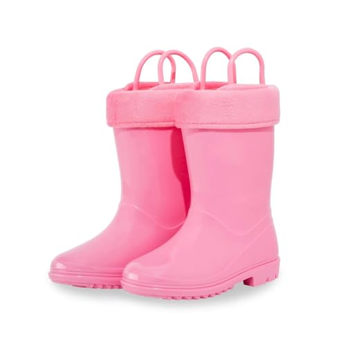 EUXTERPA Kinder Gummistiefel mit Warmem Fuzzy-Futter Winter Rutschfeste Schneestiefel wasserdicht Fleece gefüttert Gummistiefel für Jungen und Mädchen, 31 von EUXTERPA
