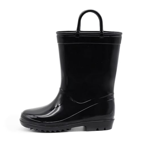 EUXTERPA Schwarz Kleine Kinder Gummistiefel Gummistiefel Handle It Strapazierfähiger Regenstiefel Schuh für 1-2 Jahre alte Kinder Größe 20 von EUXTERPA