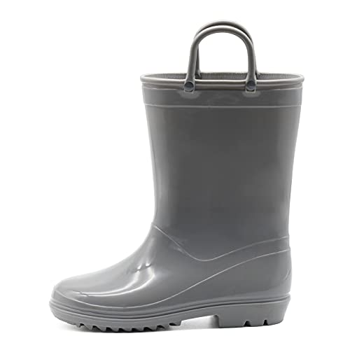 EUXTERPA Wasserdichte Gummistiefel für Jungen und Mädchen, Gummistiefel, für Kleinkinder, Kinder, Regenstiefel, einfarbig, Größe 34-47, grau, 23 EU von EUXTERPA