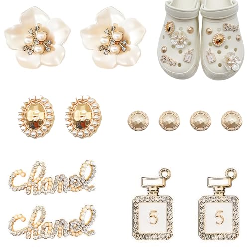 EUYKQNOI 12 Stück cro charms shoe charms Schuh Charms Schuhanstecker Gold Emaille Schmuckherstellung Charms DIY Abnehmbare Anstecker Glitzer für Mädchen Frauen Kinder von EUYKQNOI