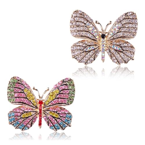 EUYKQNOI 2 Stück broschen & anstecknadeln für damen broschen & anstecknadeln Brosche, Retro Schmetterling Brosche Strass Brosche Damenschal,schmetterlinge zum anstecken von EUYKQNOI