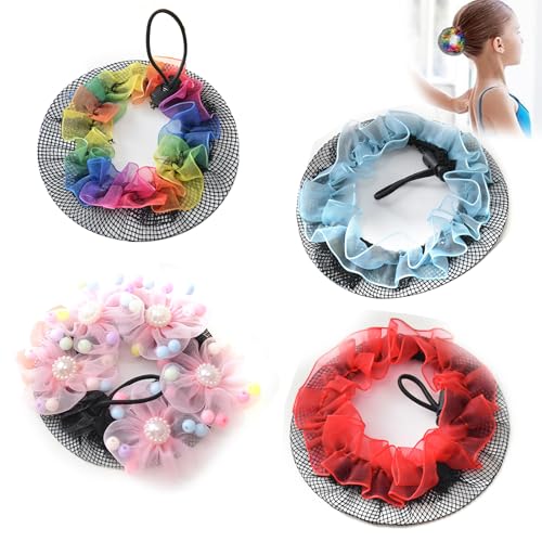 EUYKQNOI 4 Stück Haarnetz Dutt und Duttkissen Klein, weiches atmungsaktives Material,einfach für perfekte Frisuren,ideal für Kinder Mädchen Ballett und Damen Haarschmuck täglicher Gebrauch Haarnetze von EUYKQNOI