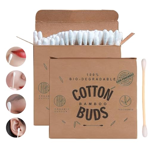 EUYKQNOI Bambus Wattestäbchen (200 Stücke) Plastikfrei Biologisch abbaubar Umweltfreundliche Ohrenstäbchen,ohrstäbchen,cotton buds,bambus wattestäbchen,wattestäbchen bambus von EUYKQNOI