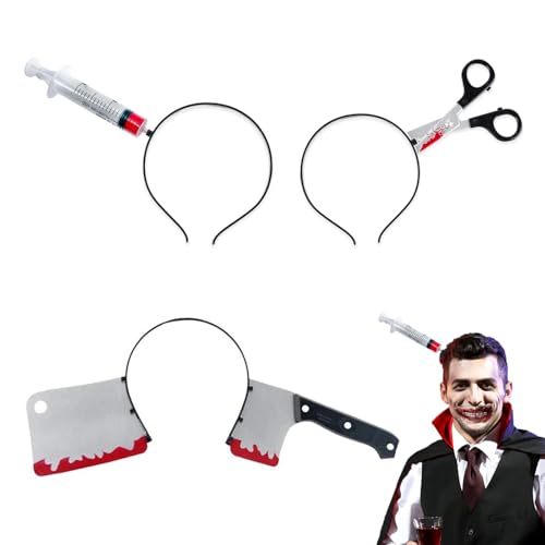 EUYKQNOI Halloween Fake Messer und Halloween Messer Halloween Haarreif Damen,3er Pack,realistische und gruselige Haarschmuck Accessoires,perfekt fur Halloween Party,Kostumfeste und gruselige Events von EUYKQNOI