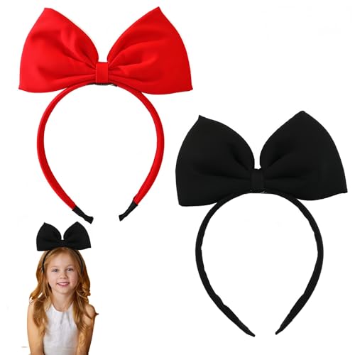 EUYKQNOI Schwarzes Schleifen-Stirnband Kopfschmuck für Frauen und Mädchen, Valentinstag Rote Schleifen-Haarbänder Haarband Perfekter Haarschmuck für Party und Cosplay,2Stück von EUYKQNOI