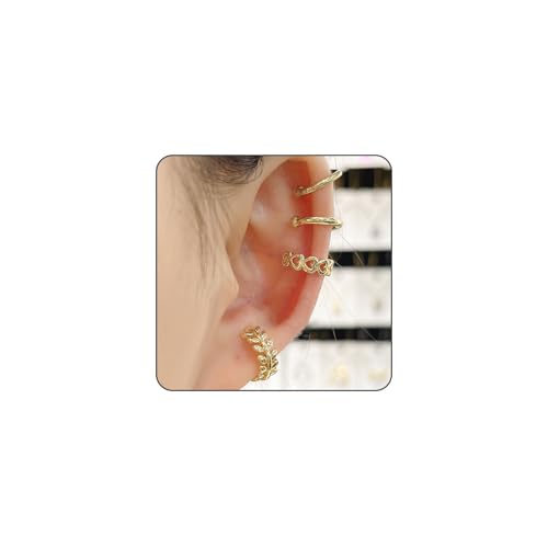 EUYKQNOI ohrringe ohne ohrloch ear cuff gold Ear Cuff Set für Damen Ohrmanschette Ohrringe Fake Ohrringe Fakepircings Ohr Earcuffs Gold Clip Ohrringe Non Piercing Fake Helix Knorpel Wrap Cuff,4 Stück von EUYKQNOI