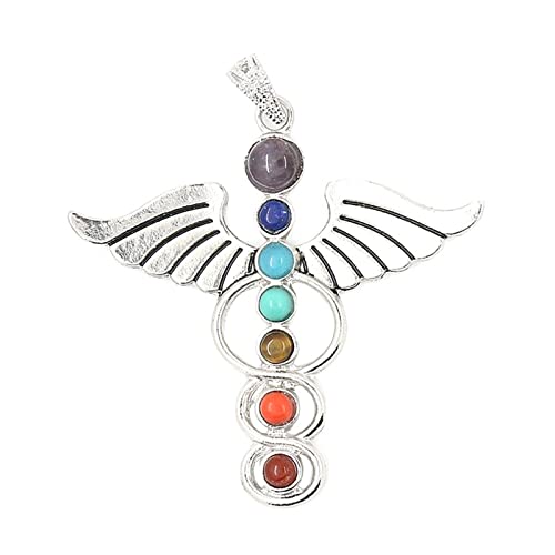 EUYRJKCA Halbedelstein-Halskettenanhänger for Männer und Frauen, Schmuck, Aura-Symbol, sieben Chakren, Flügel, Geschenk, 1 Stück(AngelWings) von EUYRJKCA