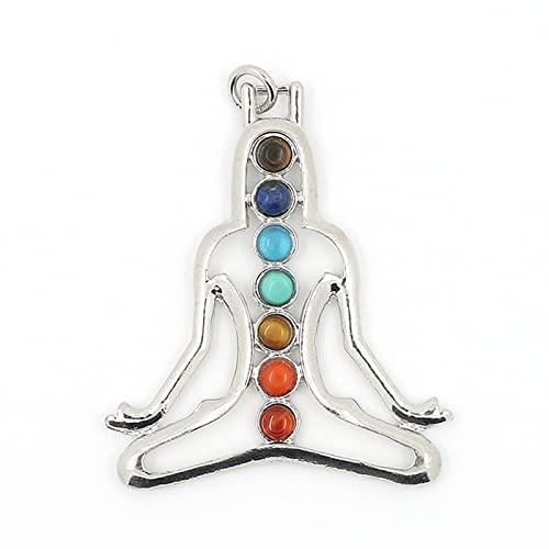 EUYRJKCA Halbedelstein-Halskettenanhänger for Männer und Frauen, Schmuck, Aura-Symbol, sieben Chakren, Flügel, Geschenk, 1 Stück(People) von EUYRJKCA