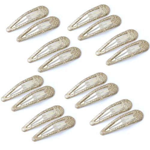 EUZUXU 16 Stück Haarspangen Mädchen, Bunte Glitzer Pailletten Haarspangen, Haarclips Snap Haarklammern in Bonbonfarbe für Mädchen, Kinder und Damen - Gold *16 von EUZUXU