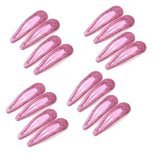 EUZUXU 16 Stück Haarspangen Mädchen, Bunte Glitzer Pailletten Haarspangen, Haarclips Snap Haarklammern in Bonbonfarbe für Mädchen, Kinder und Damen - Rosarot *16 von EUZUXU