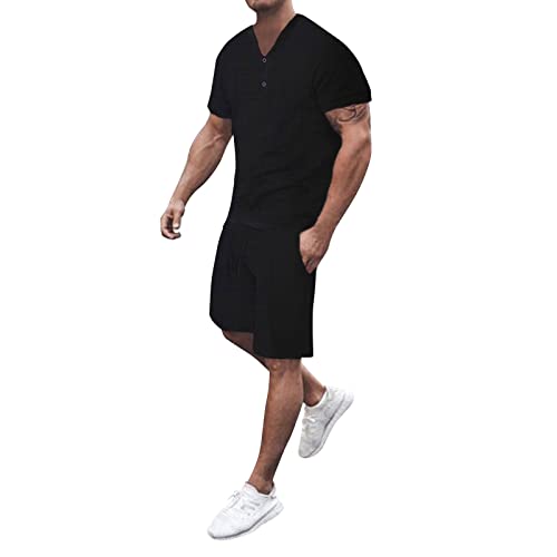 EUzeo Herren Jogginganzug Kurz Trainingsanzug Sportanzug Zweiteiler Hausanzug Herren Jogging Anzug Trainingsanzug Sportanzug aus Baumwolle Gym Warm Tracksuit Atmungsaktiv Hausanzug Gym Tracksuit von EUzeo