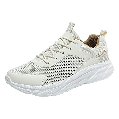 EUzeo Herren Sneaker Sportschuhe Freizeitschuhe Turnschuhe Arbeitsschuhe rutschfeste Wanderschuhe Joggingschuhe Fitness Unisex Atmungsaktiv Schuhe Trekkingschuhe Fitnessschuhe einfarbige (Beige, 46) von EUzeo