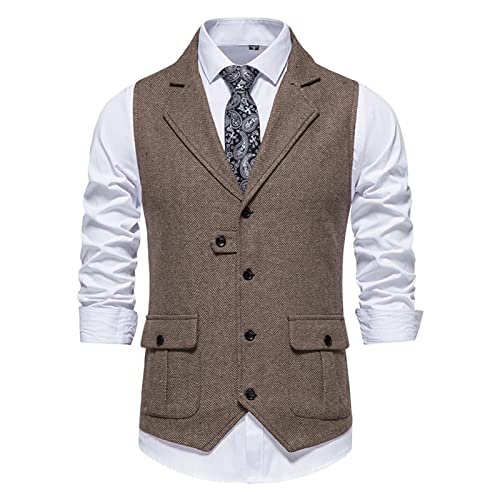 Herren Weste Anzugweste Ärmellose Western Hochzeit Weste Formale Weste Businessweste Trachtenweste Gothic-Weste Retro Anzugswesten Solide Anzugweste Britische Slim Fit Große Formale Weste Anzug von EUzeo