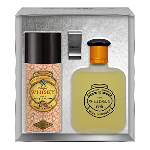 EVAFLORPARIS WHISKY FOR MEN Gift Box Eau de Toilette 100 ml + Déodorant 150 ml + Money clip Set Natural Spray Men perfume, 520 g von EVAFLORPARIS