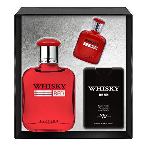 EVAFLORPARIS WHISKY RED Gift Box Eau de Toilette 100 ml + Miniature 7.5 ml + Travel Perfume 20 ml Set Perfume Spray Men Perfume, 520 g von EVAFLORPARIS