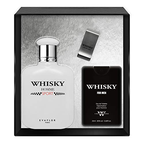 EVAFLORPARIS WHISKY SPORT Gift Box Eau de Toilette 100 ml + Travel Perfume 20 ml + Money Clip Set Perfume Spray Men Perfume, 520 g von EVAFLORPARIS