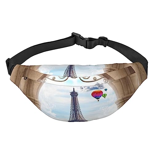 Bauchtasche mit Paris-Eiffelturm-Aufdruck, für Herren und Damen, modische Gürteltasche mit verstellbarem Riemen für Reisen, Laufen, Paris Eiffelturm, Einheitsgröße von EVANEM