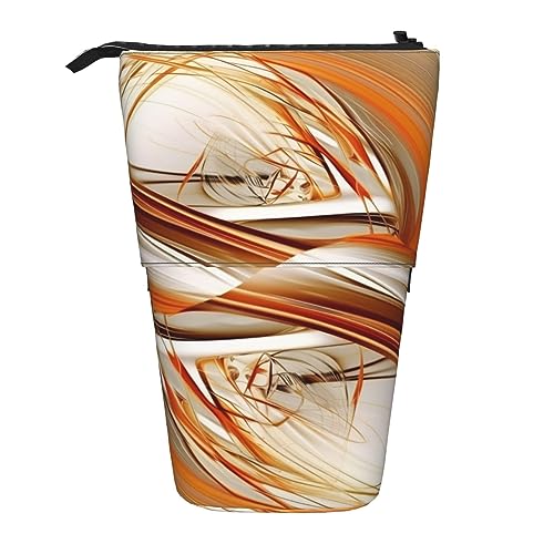 EVANEM Aerial View of Paris Printed Pencil Case Standing Pen Holder Telescopic Pencil Pouch Oxford Cloth Pop Up Makeup Bag for Office Middle, Orange-weiße Linien, Einheitsgröße, Taschen-Organizer von EVANEM