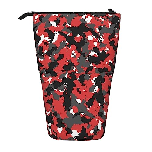 EVANEM Camo Bedrucktes Federmäppchen Stehender Stifthalter Teleskop-Bleistiftbeutel Oxford Tuch Pop Up Make-up-Tasche für Büro Mitte, camouflage, Einheitsgröße, Taschen-Organizer von EVANEM