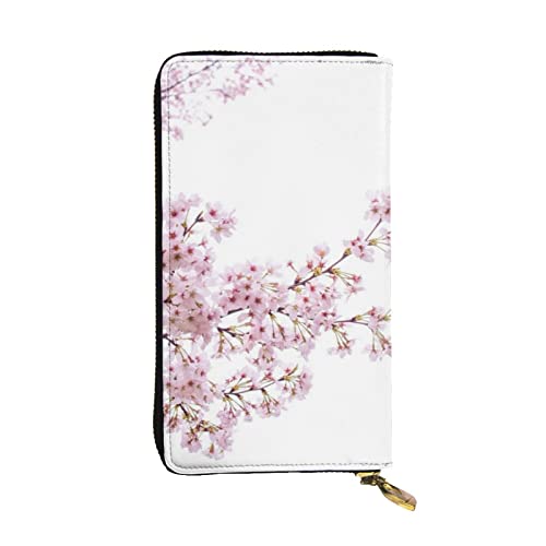 EVANEM Cherry Blossoms Tree Damen Lange Geldbörse - Leder Reißverschluss Clutch Geldbörse - Stilvolle Münzbörse mit Kartenfächern, Kirschblütenbaum, Einheitsgröße von EVANEM