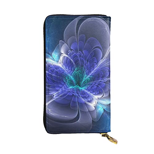 EVANEM Colorful Octopus Damen Lange Geldbörse – Leder Reißverschluss Clutch Geldbörse – Stilvolle Münzbörse mit Kartenfächern, Fantasy Blue Flower, Einheitsgröße von EVANEM