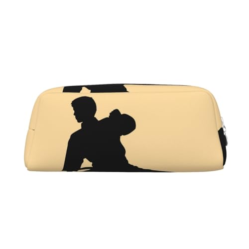 EVANEM Federmäppchen, Federmäppchen, Federmäppchen, Karate, Herren, Silhouette, bedruckt, Schreibwaren-Organizer mit Reißverschluss, Federmäppchen, Kosmetiktasche für Büro, Reisen, Münztasche, silber, von EVANEM