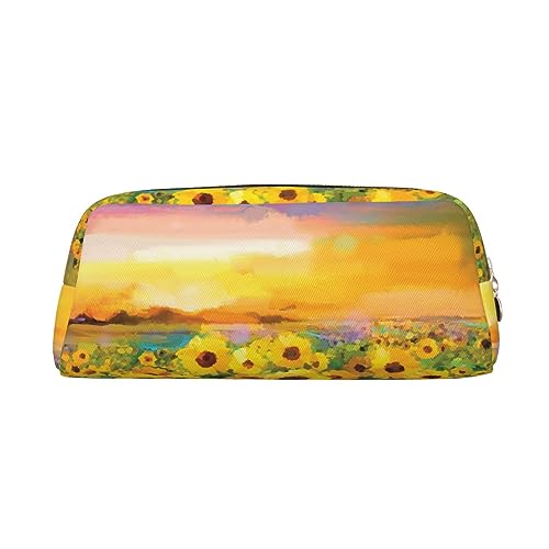 EVANEM Federmäppchen, Federtasche, schönes Sonnenblumenfeld, Sonnenuntergang, bedruckt, Schreibwaren-Organizer mit Reißverschluss, Stifteetui, Kosmetiktasche für Büro, Reisen, Münzbeutel, gold, von EVANEM