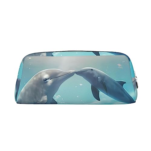 EVANEM Federmäppchen Federmäppchen Federtasche Winter Der Delfin Gedruckt Schreibwaren Organizer mit Reißverschluss Bleistift Stift Fall Kosmetiktasche für Büro Reise Münzbeutel, silber, von EVANEM