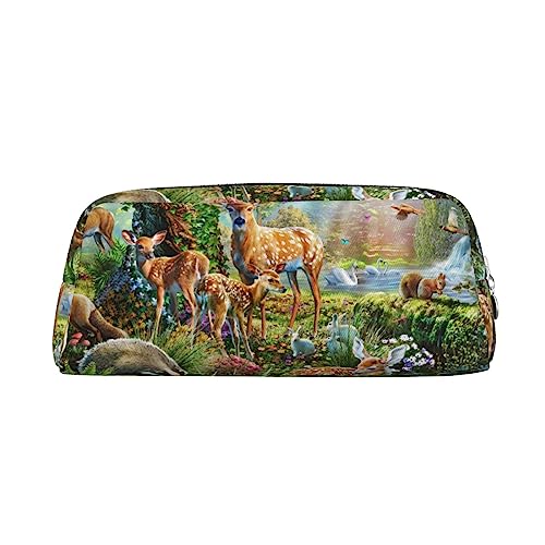 EVANEM Federmäppchen Federmäppchen Stiftetasche Wald Tiere Gedruckt Schreibwaren Organizer mit Reißverschluss Bleistift Stifteetui Kosmetiktasche für Büro Reise Münzbeutel, silber, Einheitsgröße, Taschen-Organizer von EVANEM