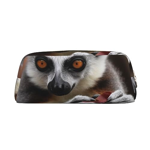 EVANEM Federmäppchen Federmäppchen Stifttasche Affe Lemur niedlich bedruckt Schreibwaren Organizer mit Reißverschluss Federmäppchen Kosmetiktasche für Büro Reisen Münzbeutel, gold, Einheitsgröße, von EVANEM