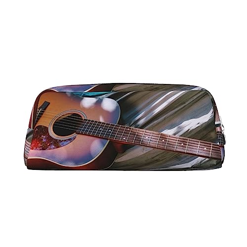 EVANEM Federmäppchen Federmäppchen Stifttasche Aquarell Akustikgitarre bedruckt Schreibwaren Organizer mit Reißverschluss Federmäppchen Kosmetiktasche für Büro Reisen Münzbeutel, silber, Einheitsgröße, Taschen-Organizer von EVANEM