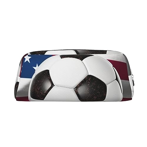 EVANEM Federmäppchen Federmäppchen Stifttasche Fußball USA Amerikanische Flagge Gedruckt Schreibwaren Organizer mit Reißverschluss Federmäppchen Kosmetiktasche für Büro Reisen Münzbeutel, silber, von EVANEM