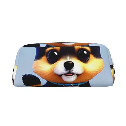 EVANEM Federmäppchen Federmäppchen Stifttasche Karte Liebe Fancy Puppy Gedruckt Schreibwaren Organizer mit Reißverschluss Federmäppchen Kosmetiktasche für Büro Reisen Münzbeutel, silber, von EVANEM