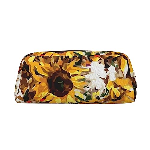 EVANEM Federmäppchen Federmäppchen Stifttasche Ölgemälde Sonnenblume Gedruckt Schreibwaren Organizer mit Reißverschluss Federmäppchen Kosmetiktasche für Büro Reise Münzbeutel, gold, Einheitsgröße, von EVANEM