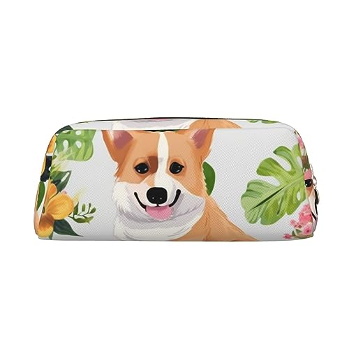 EVANEM Federmäppchen Federmäppchen Stifttasche Tropische Blume Corgi Gedruckt Schreibwaren Organizer mit Reißverschluss Federmäppchen Kosmetiktasche für Büro Reisen Münzbeutel, gold, Einheitsgröße, von EVANEM