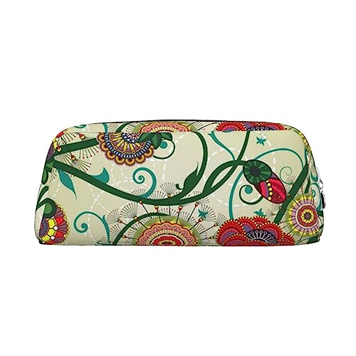 EVANEM Federmäppchen Federmäppchen Stifttasche Vintage Floral Printed Schreibwaren Organizer mit Reißverschluss Federmäppchen Kosmetiktasche für Büro Reisen Münzbeutel, silber, Einheitsgröße, von EVANEM