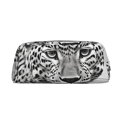 EVANEM Federmäppchen Federmäppchen Stifttasche Weiß Leopard Tier Gedruckt Schreibwaren Organizer mit Reißverschluss Federmäppchen Kosmetiktasche für Büro Reisen Münzbeutel, silber, Einheitsgröße, von EVANEM